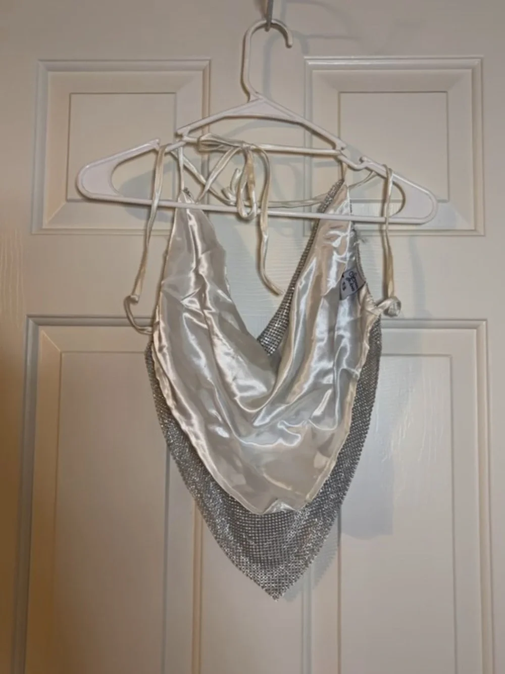 Silver Sequin Crop Top - Picture 2 of 3